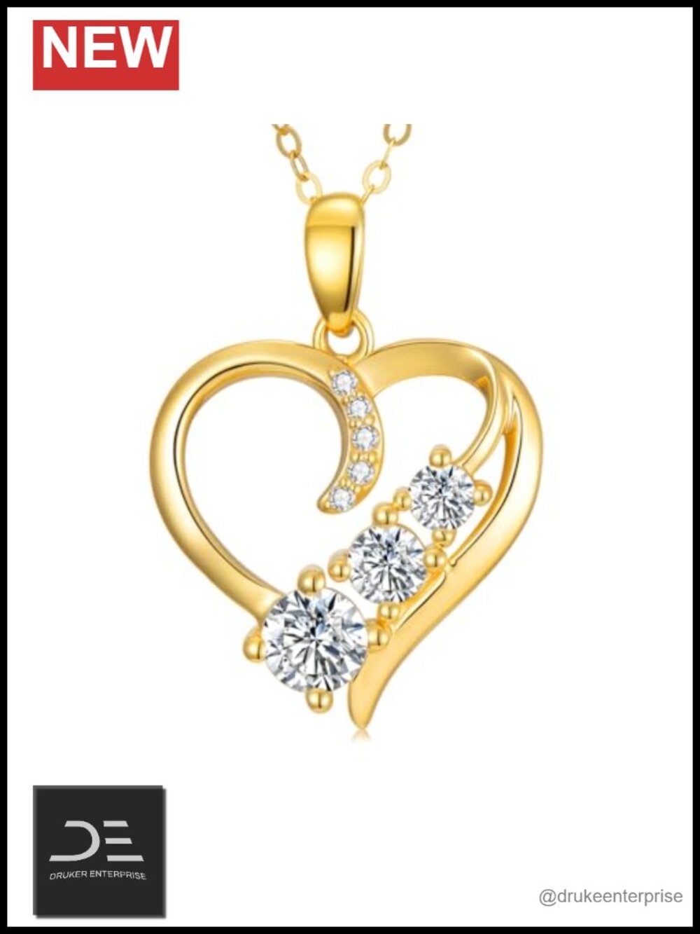 14K Real Gold Heart Infinity Necklace 1.2 cttw Moissanite Pendant 16-18"